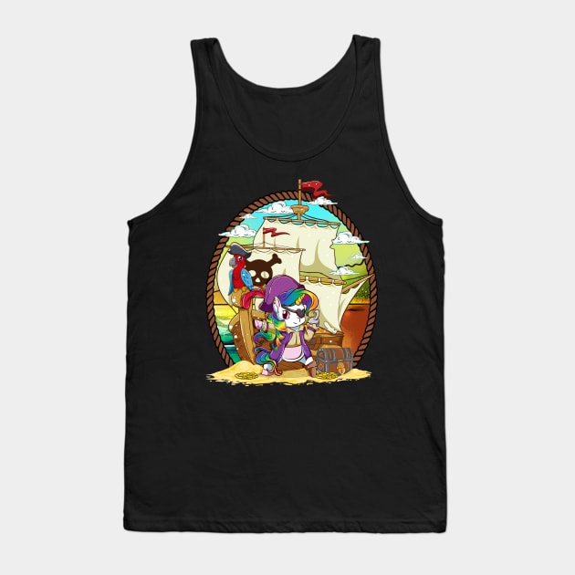 Unicorn Pirate Halloween Tank Top by E